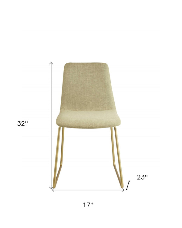 HomeRoots 17" Green and Gold Fabric Side Chair - Elegant Comfort for Dining, Home Office, or Accent Decor 319084