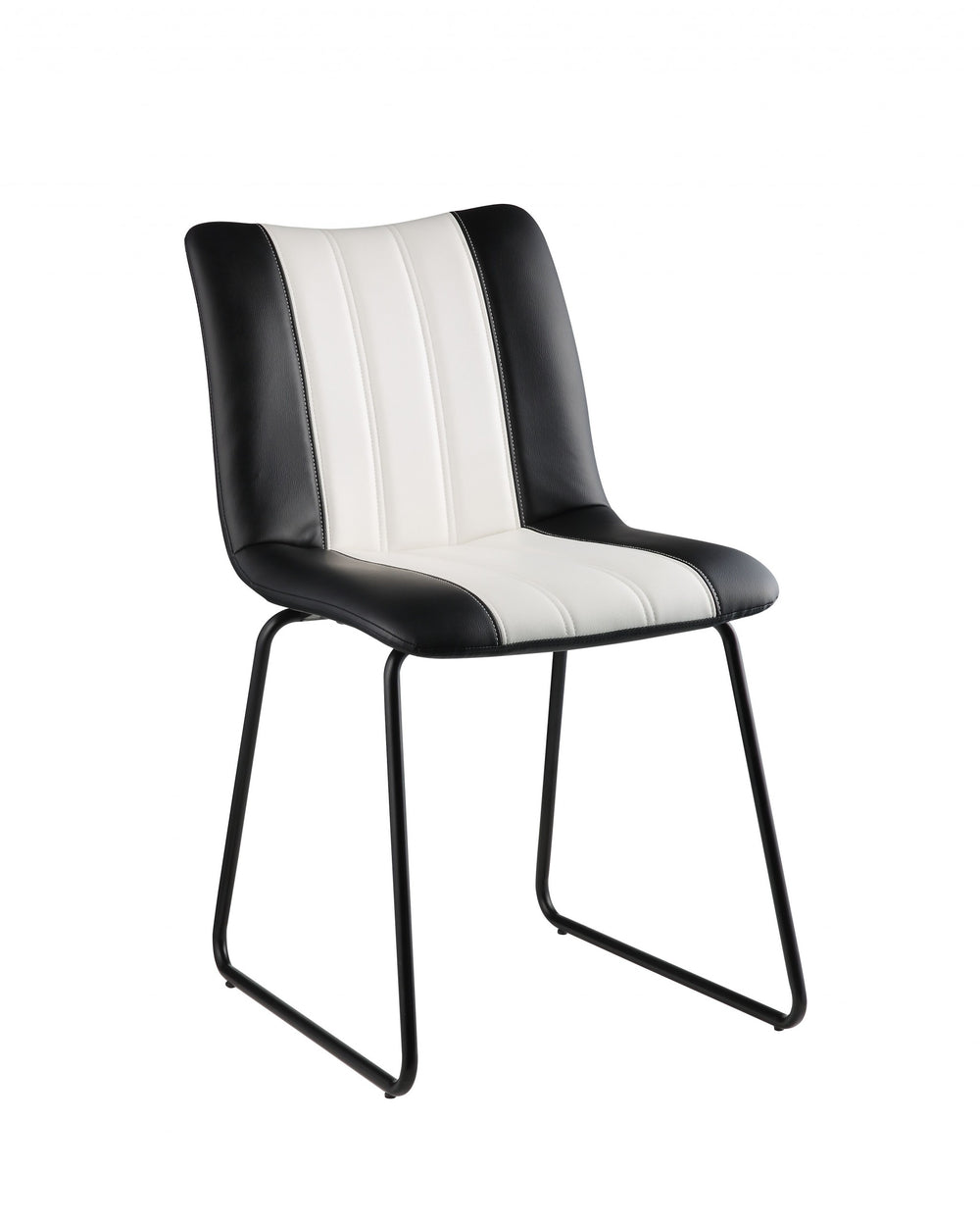 Homeroots 18" X 23" X 33" Black And White Leatherette Accent Chair   319086