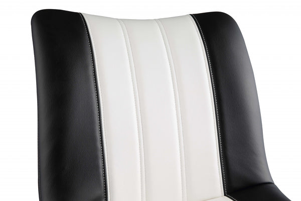 Homeroots 18" X 23" X 33" Black And White Leatherette Accent Chair   319086