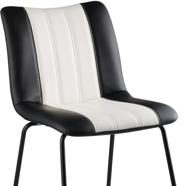 HomeRoots 18" Black and White Faux Leather Side Chair - Modern Design, Comfortable Seating for Any Space 319086