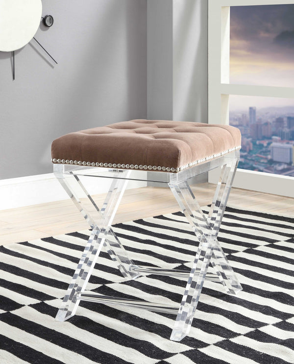 Homeroots 19" Brown Acrylic Backless Bar Chair  Acrylic 319090