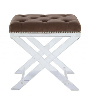 HomeRoots 19" Brown Acrylic Backless Bar Chair - Modern, Stylish Seating for Kitchen & Home Bars, Durable Comfort 319090
