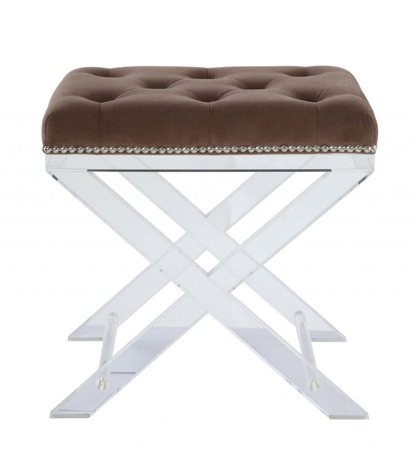 HomeRoots 19" Brown Acrylic Backless Bar Chair - Modern, Stylish Seating for Kitchen & Home Bars, Durable Comfort 319090