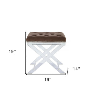HomeRoots 19" Brown Acrylic Backless Bar Chair - Modern, Stylish Seating for Kitchen & Home Bars, Durable Comfort 319090