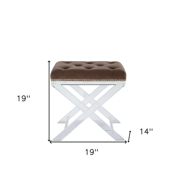 HomeRoots 19" Brown Acrylic Backless Bar Chair - Modern, Stylish Seating for Kitchen & Home Bars, Durable Comfort 319090