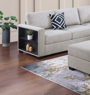 English Elm Contemporary 3-Piece Sectional Sofa Set in Ash Black Corduroy with RAF/LAF Chaise, Tufted Seats, Pillows - Stylish Low-Profile Design Beige 40 L x 26 W x 58 H B011S01786