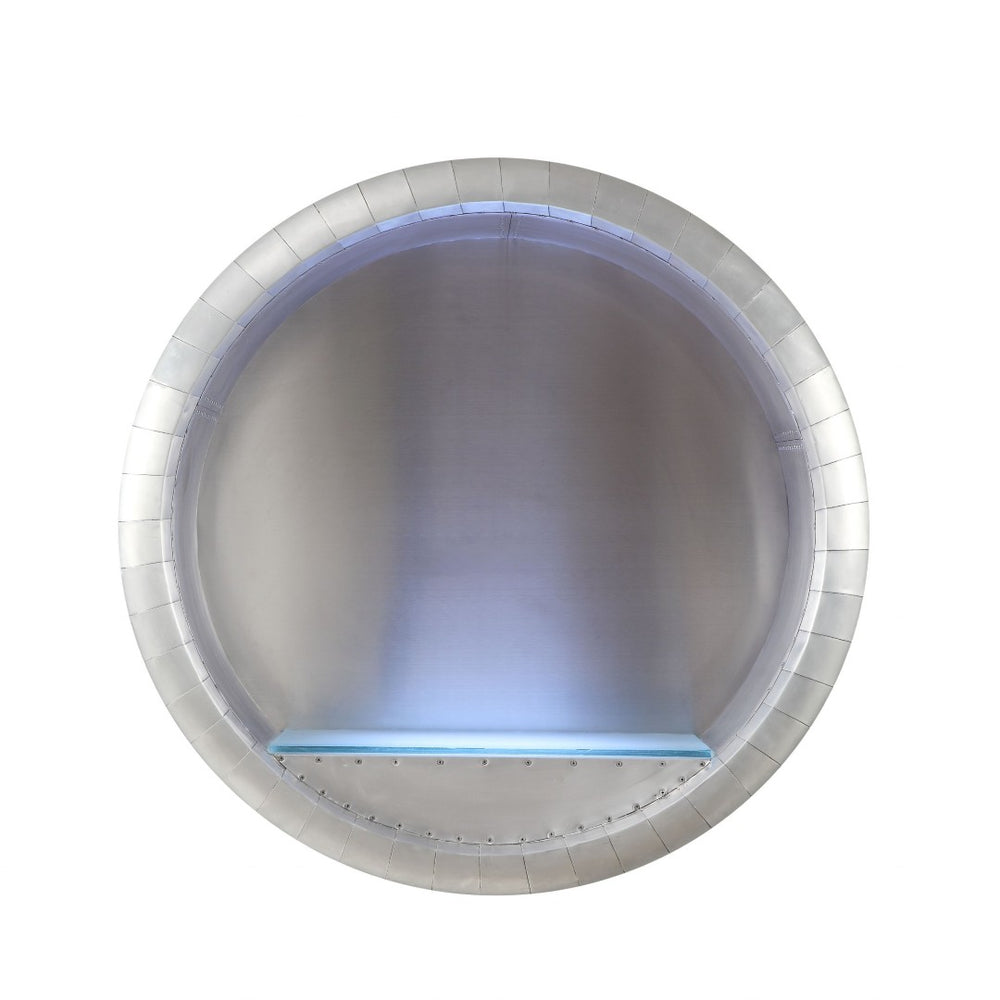 HomeRoots 30" Silver Aluminum Circle Tapestry - Modern Reflective Wall Art for Contemporary Home Décor 319102