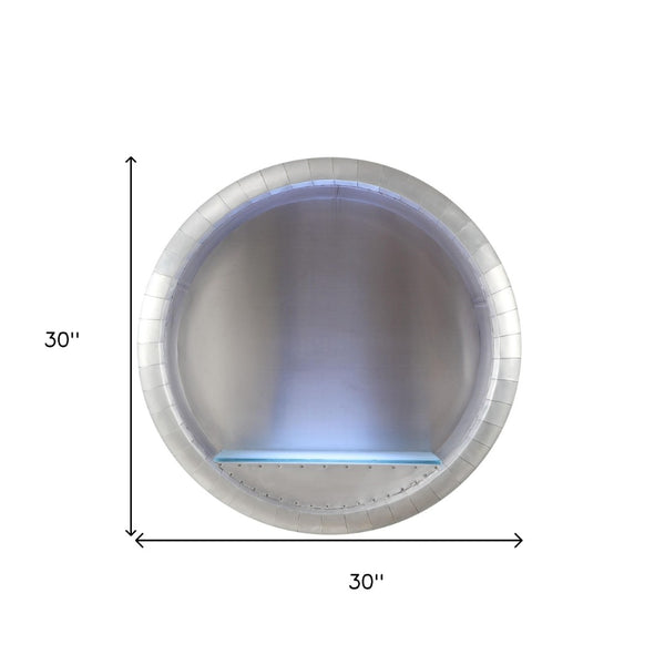 HomeRoots 30" Silver Aluminum Circle Tapestry - Modern Reflective Wall Art for Contemporary Home Décor 319102