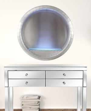 HomeRoots 30" Silver Aluminum Circle Tapestry - Modern Reflective Wall Art for Contemporary Home Décor 319102
