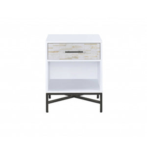 Homeroots 20" X 18" X 26" White And Black Wooden Nightstand   319110