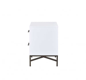 Homeroots 20" X 18" X 26" White And Black Wooden Nightstand   319111