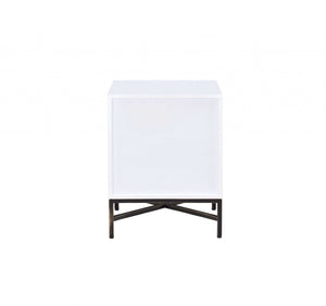 Homeroots 20" X 18" X 26" White And Black Wooden Nightstand   319111