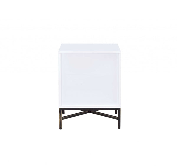 Homeroots 20" X 18" X 26" White And Black Wooden Nightstand   319111