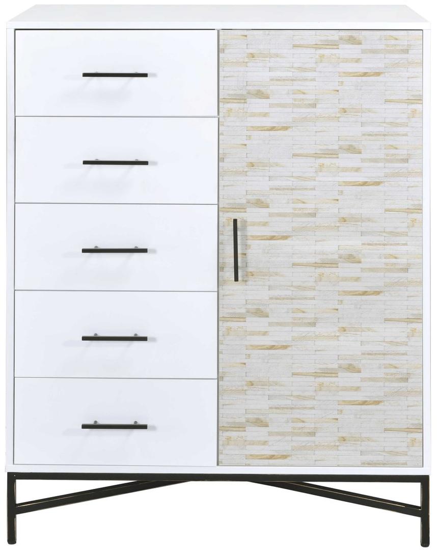 Homeroots 40" X 22" X 52" White  Weathered Wood Pattern Wardrobe  Solid Wood 319113
