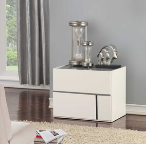 Homeroots 24" X 17" X 20" Cream White And Dark Grey Mdf Nightstand   319116