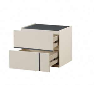 Homeroots 24" X 17" X 20" Cream White And Dark Grey Mdf Nightstand   319116
