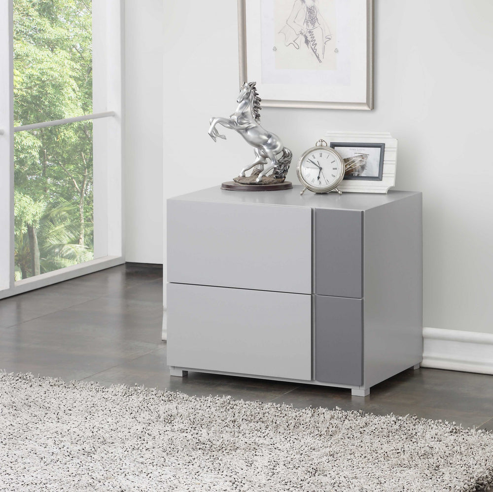 Homeroots 24" X 17" X 20" Light Grey And Dark Grey Nightstand   319117