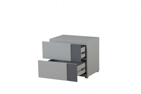 Homeroots 24" X 17" X 20" Light Grey And Dark Grey Nightstand   319117
