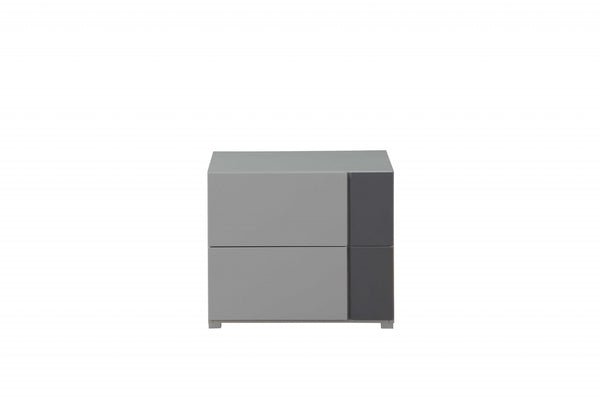 Homeroots 24" X 17" X 20" Light Grey And Dark Grey Nightstand   319117