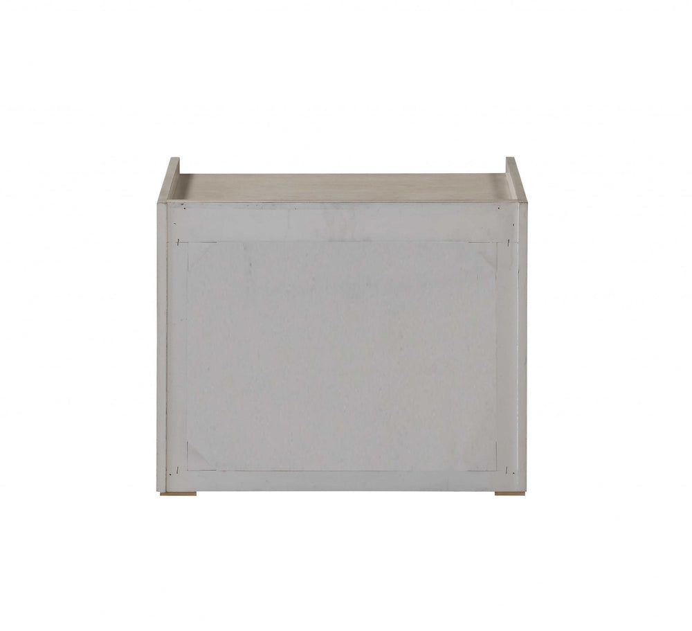 Homeroots 24" X 17" X 20" Whitewashed Wood Nightstand   319118