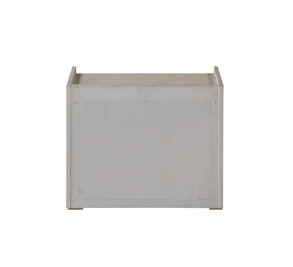 Homeroots 24" X 17" X 20" Whitewashed Wood Nightstand   319118