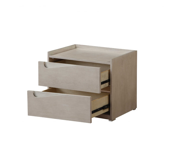 Homeroots 24" X 17" X 20" Whitewashed Wood Nightstand   319118