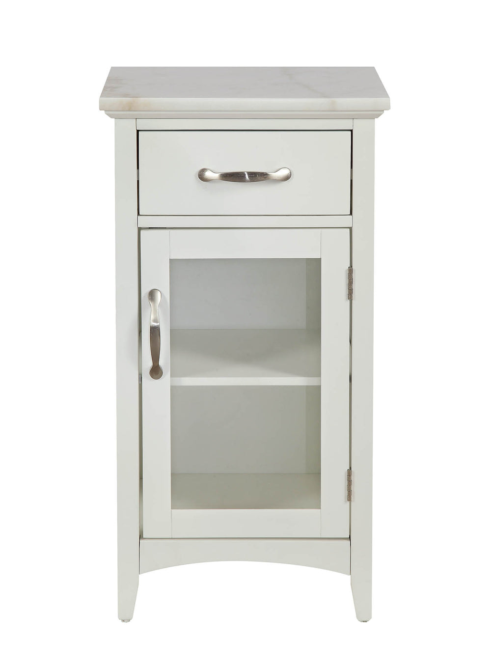Homeroots Compact Stylish White Marble Top Cabinet  Mdf 319121
