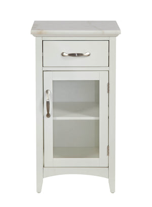 Homeroots Compact Stylish White Marble Top Cabinet  Mdf 319121