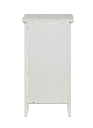 Homeroots Compact Stylish White Marble Top Cabinet  Mdf 319121