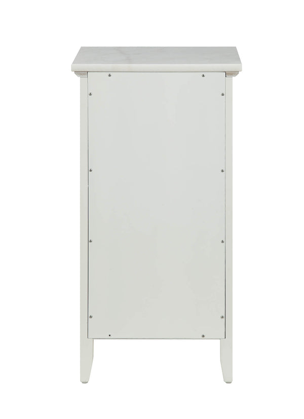 Homeroots Compact Stylish White Marble Top Cabinet  Mdf 319121