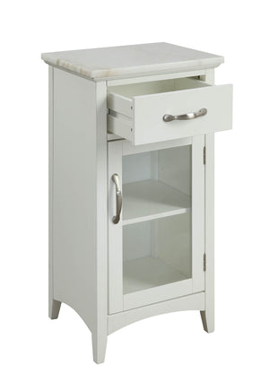 Homeroots Compact Stylish White Marble Top Cabinet  Mdf 319121