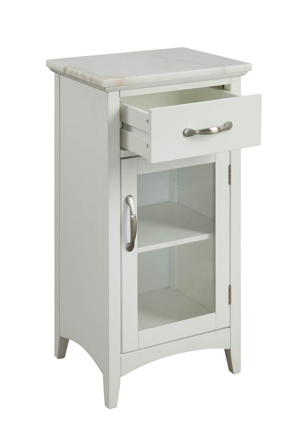 Homeroots Compact Stylish White Marble Top Cabinet  Mdf 319121