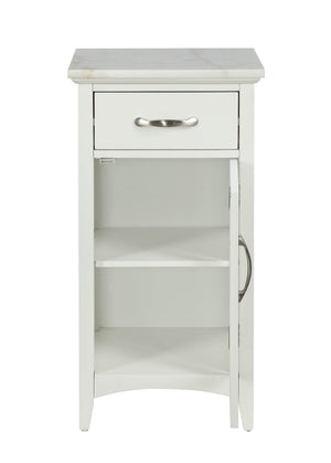 Homeroots Compact Stylish White Marble Top Cabinet  Mdf 319121