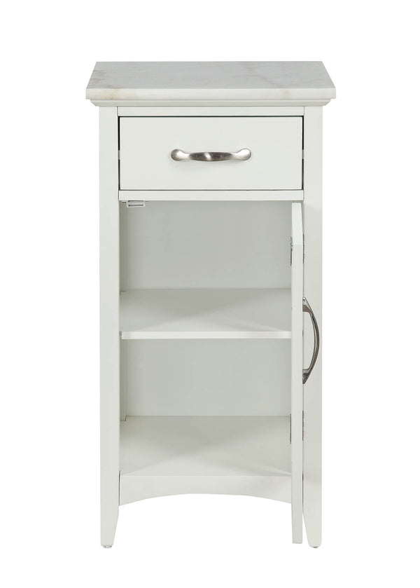 Homeroots Compact Stylish White Marble Top Cabinet  Mdf 319121