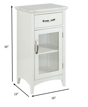 Homeroots Compact Stylish White Marble Top Cabinet  Mdf 319121