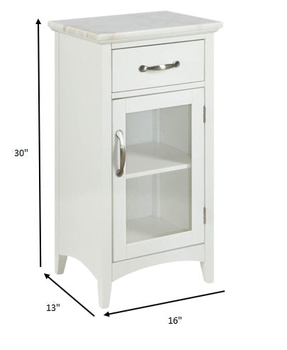 Homeroots Compact Stylish White Marble Top Cabinet  Mdf 319121