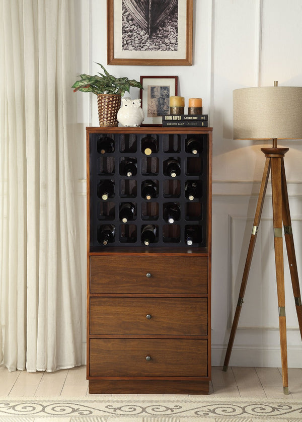 HomeRoots 52" Stylish Brown and Black Wood Bar Cabinet with Ample Storage for Entertaining and Decor Walnut 319127
