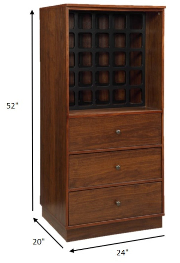 HomeRoots 52" Stylish Brown and Black Wood Bar Cabinet with Ample Storage for Entertaining and Decor Walnut 319127