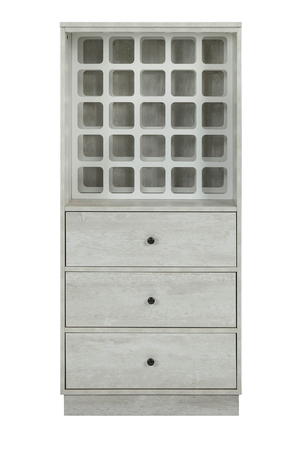 HomeRoots 24" Off White Bar Cabinet - Elegant Three-Drawer Storage Solution for Modern and Classic Décors 319129