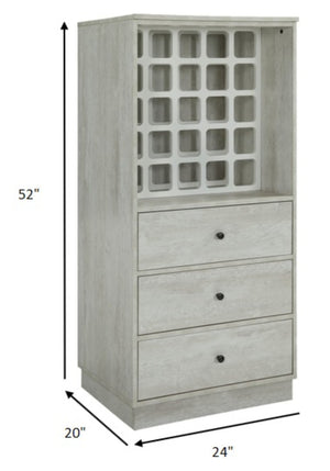 HomeRoots 24" Off White Bar Cabinet - Elegant Three-Drawer Storage Solution for Modern and Classic Décors 319129