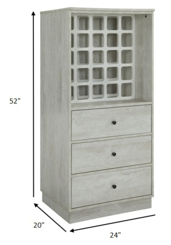 HomeRoots 24" Off White Bar Cabinet - Elegant Three-Drawer Storage Solution for Modern and Classic Décors 319129