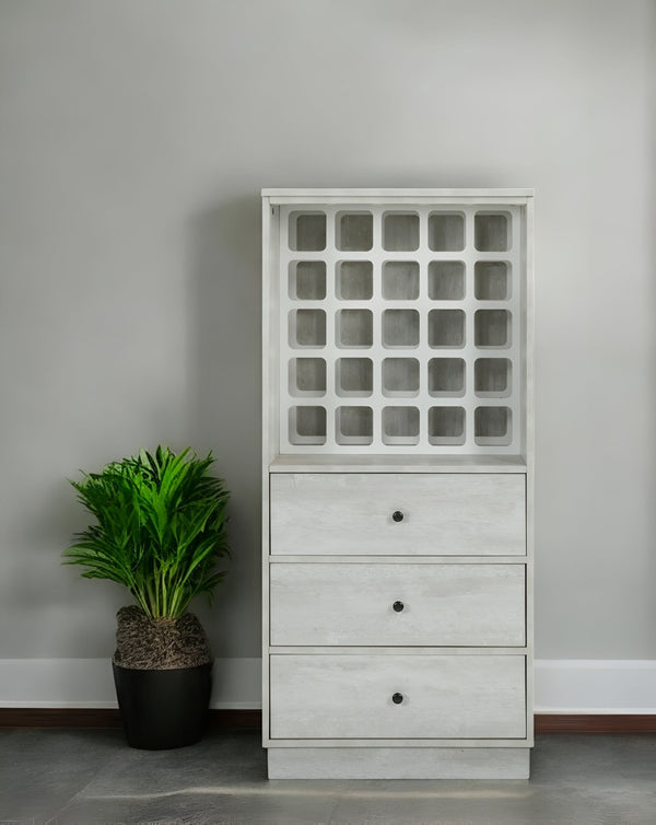 HomeRoots 24" Off White Bar Cabinet - Elegant Three-Drawer Storage Solution for Modern and Classic Décors 319129