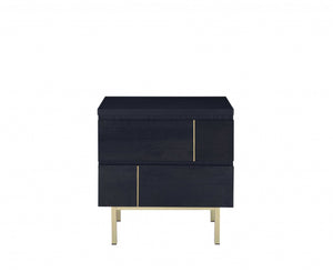 Homeroots Contemporary Black And Brass Nightstand   319131