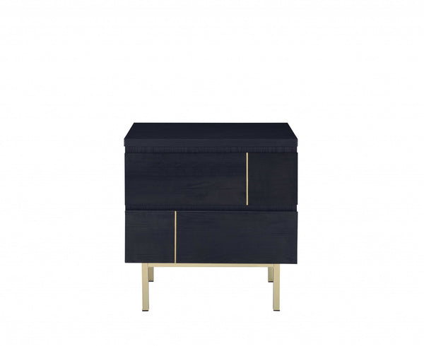 Homeroots Contemporary Black And Brass Nightstand   319131