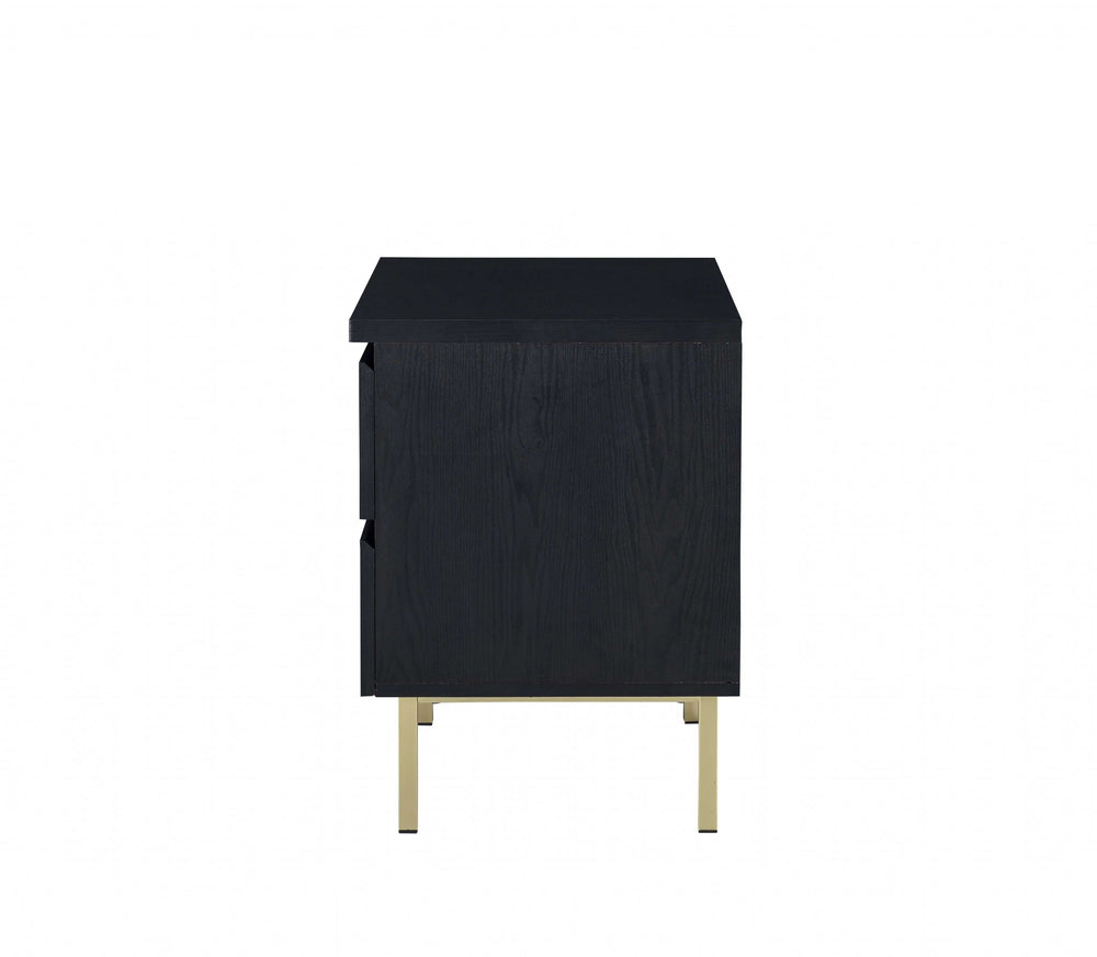Homeroots Contemporary Black And Brass Nightstand   319131