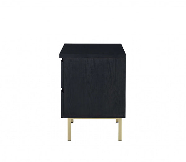 Homeroots Contemporary Black And Brass Nightstand   319131