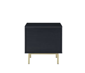Homeroots Contemporary Black And Brass Nightstand   319131