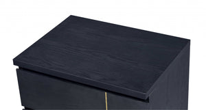 Homeroots Contemporary Black And Brass Nightstand   319131