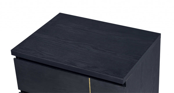 Homeroots Contemporary Black And Brass Nightstand   319131