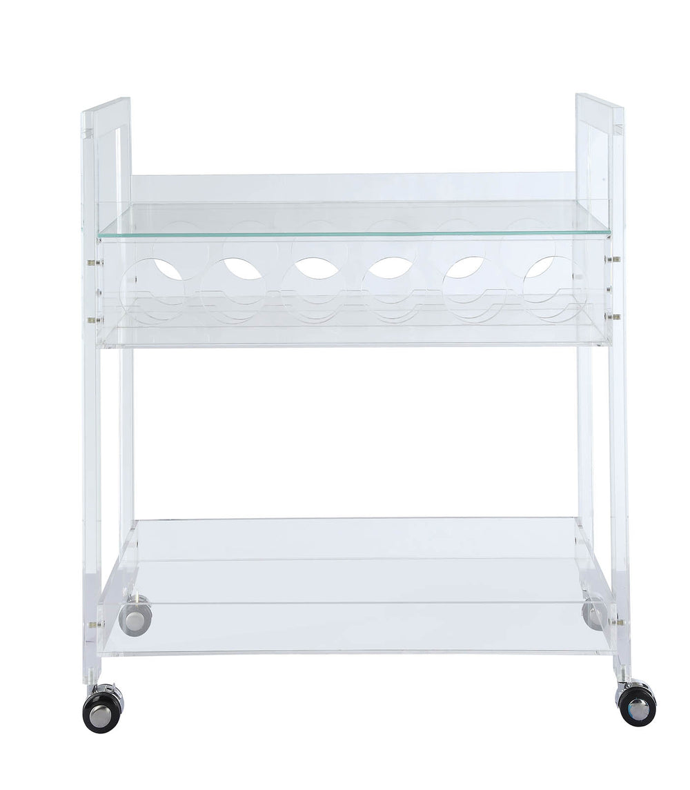 Homeroots 31" X 16" X 31" Clear Acrylic And Clear Glass Serving Cart  Glass 319134